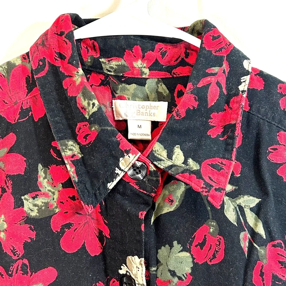 Christopher‎ & Banks Floral Cropped Jacket Size M